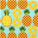 aqua pineapple fruit fabric Timeless Treasures from the USA 1