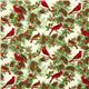 beige Timeless Treasures Christmas fabric birds fir cone 2