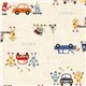 beige linen fabric robots cars by Kokka Japan 1
