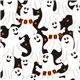 black Halloween designer fabric with ghosts Boo star 1