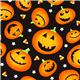 black Halloween designer fabric with orange pumpkins 1