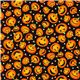 black Halloween designer fabric with orange pumpkins 2