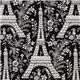 black Michael Miller fabric Eiffel Tower with flowers 1