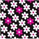 black Michael Miller fabric pink-white flowers 2