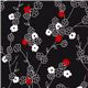 black Michael Miller fabric white-red flowers 1