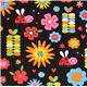 black Robert Kaufman colorful flower ladybird fabric Jump Into Fun ...