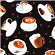 black Timeless Treasures fabric with coffee mugs USA 1