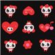 black big panda fabric with red hearts Japan 1