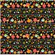 black canvas mushroom fabric with flowers Kokka 2