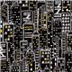 black designer fabric with city skyscraper New York 1