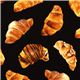 black designer fabric with croissants pastry 1
