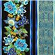 black designer fabric with flowers & stripes from the USA 1