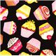 schwarzer Designer Stoff mit herumgewirbelten Cupcakes USA 1