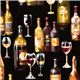 black designer fabric with wine bottle glass 1