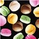 black fabric with french macaroons 1