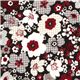 black houndstooth flower designer flannel fabric USA 1