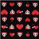 black kawaii panda fabric with red hearts Japan 1
