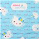 blue Hello Kitty fabric with big Hello Kitty heads 1