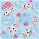 blue Japanese fabric bunny bears flowers from Japan 1