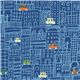 blue Michael Miller fabric city with small cars 1