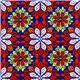 blue Michael Miller fabric with colourful leaf patterns 1