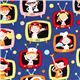 blue Michael Miller fabric with kids in TVs 1