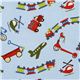 blue Riley Blake fabric train airplane scooter USA 1