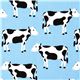 blue Robert Kaufman fabric Menagerie with cow 1