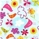 blue Robert Kaufman fabric bird flower butterfly 1