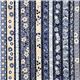 blue Robert Kaufman fabric with flowers & silver USA 1