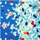 blue echino canvas fabric leaves & birds from Japan 1