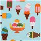 blue fabric ice cream cups Robert Kaufman kawaii 1