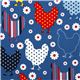 blauer Bio-Stoff mit Huhn & Blumen von Robert Kaufman 1