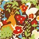 brown Kokka oxford fabric with animals & flowers Japan 1