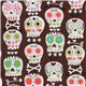 brown Michael Miller fabric colourful skulls bonehead 1
