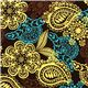 brown Michael Miller fabric with flower ornaments 1