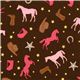 brown Riley Blake cowboy fabric with horse horseshoe 1