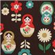 brown big babushka fabric matryoshka dolls Kokka 1