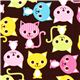 brown fabric with colourful cats Robert Kaufman kawaii 1