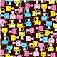 brown fabric with colourful cats Robert Kaufman kawaii 2