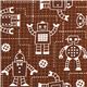 brown organic fabric with robots de Robert Kaufman 1