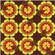brown retro flower fabric by Michael Miller USA 1