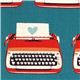 canvas retro fabric with typewriter & heart Kokka 1