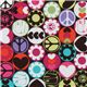 colourful Peace Buttons Michael Miller designer fabric 1