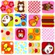 colourful kawaii fabric panda bears Japanese symbols 1