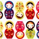 colourful matryoshka premium laminate fabric Robert Kaufman 1