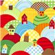 country housel fabric with colourful hills by Robert Kaufman 1
