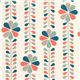 cream birch organic fabric with flower stems coral USA 1