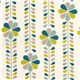 cream birch organic fabric with flower stems turquoise USA 1