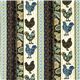 cremefarbener Designer Stoff mit Hahn & Blumen in Streifen 2